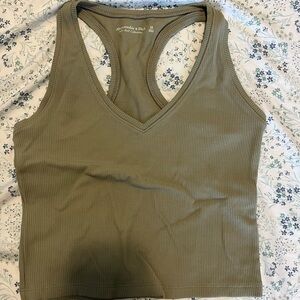Olive Green Ribbed Tank Top
